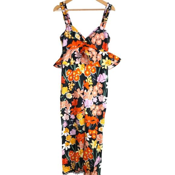 SAYLOR INES Poplin Jumpsuit Sweetheart Neckline Rust Floral-Print S - Picture 4 of 13